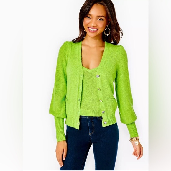 Lilly Pulitzer Angeli Tank and Sweater Set Citrus Fresh Green Color Cozy  Small - Picture 1 of 16